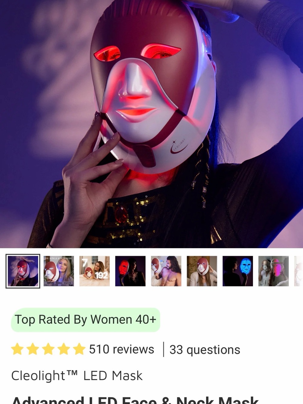 Advanced LED Face & Neck Mask — White and Rose Gold
